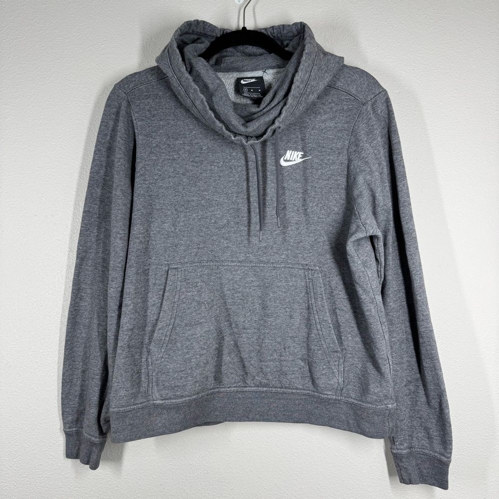 Nike Sportswear Women’s Gray Fleece Funnel Neck Hoodie Sweatshirt Size Medium